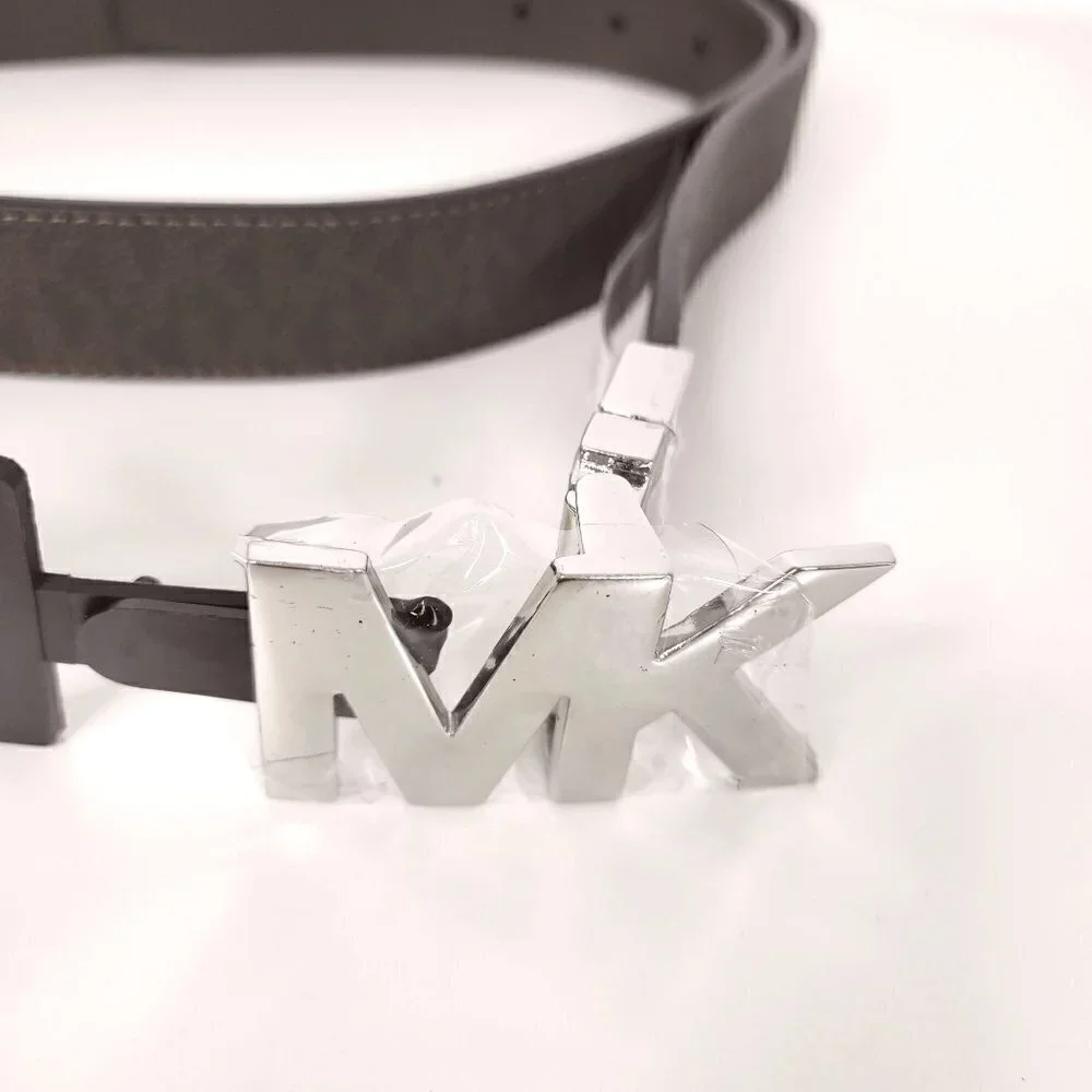 Michael Kors Signature Belt, Reversible Logo Brown/Plain Brown Size 34 or M